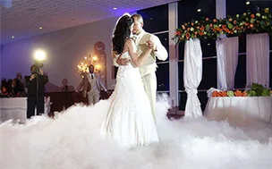 Magical fog entry with dry ice for romantic and birthday celebrations at Meetflix private theatre Delhi